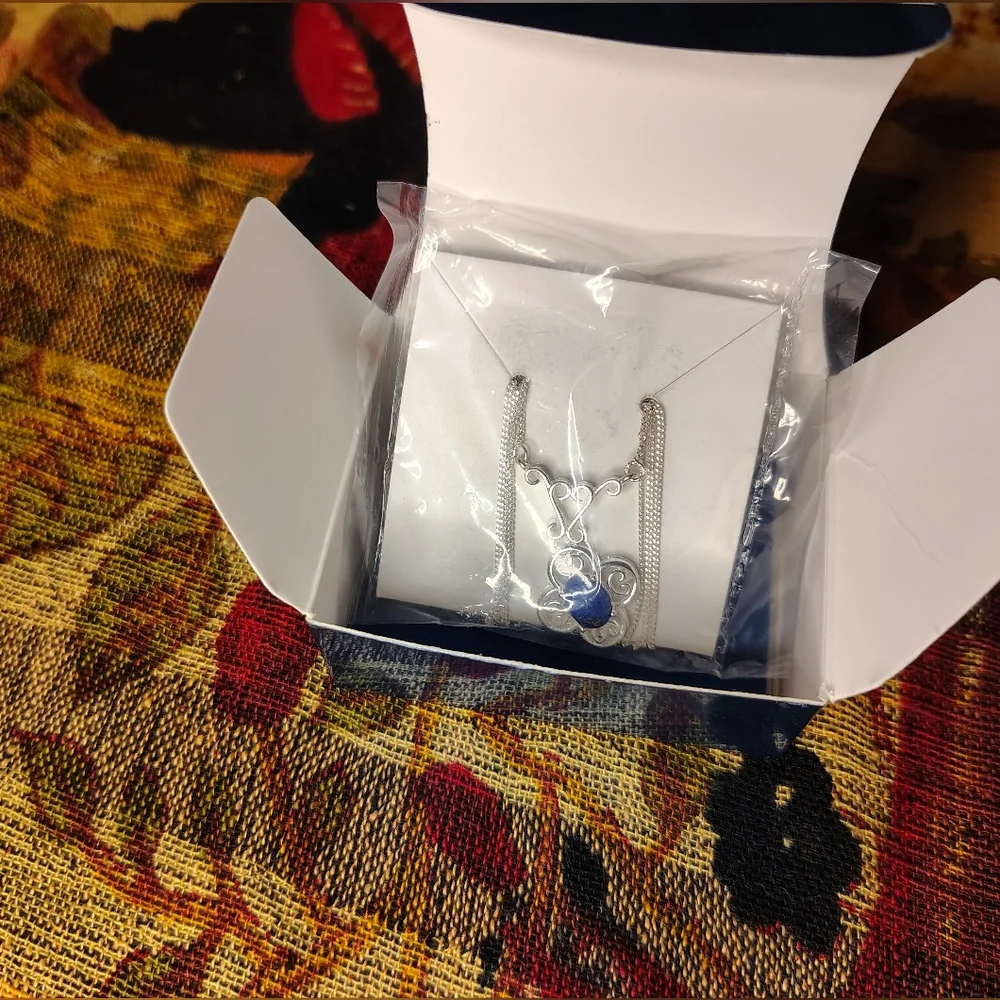 Avon 2005 Sterling Silver Open Work Lapis Blue Necklace NIB NOS - Picture 6 of 12